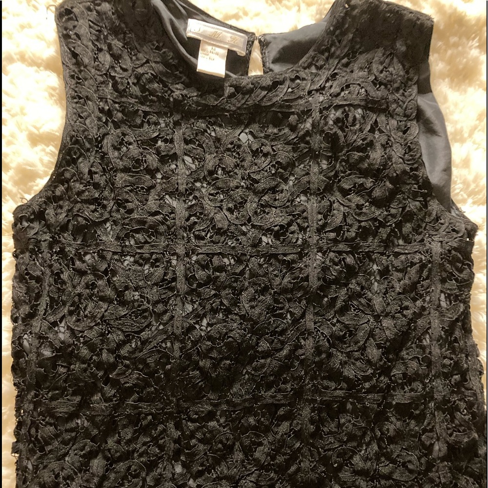 S.M.H. Black Lace Silk Lined Sleeveless Top Sz: M